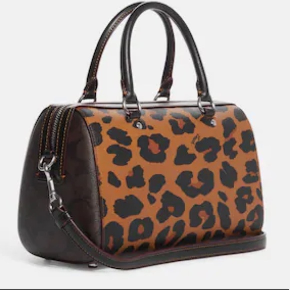 Coach Rowan satchel leopard print NWT - Picture 3 of 6